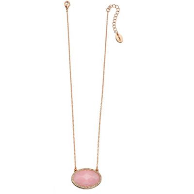 Rose Plated Pink and Crystal Oval Necklace